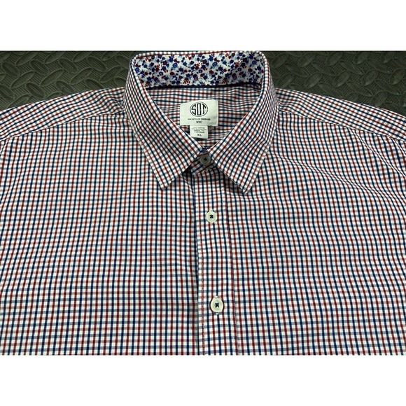 Society Of Threads Shirt Adult Extra Large Red Blue Button Up Short Sleeve Men's - Picture 8 of 12